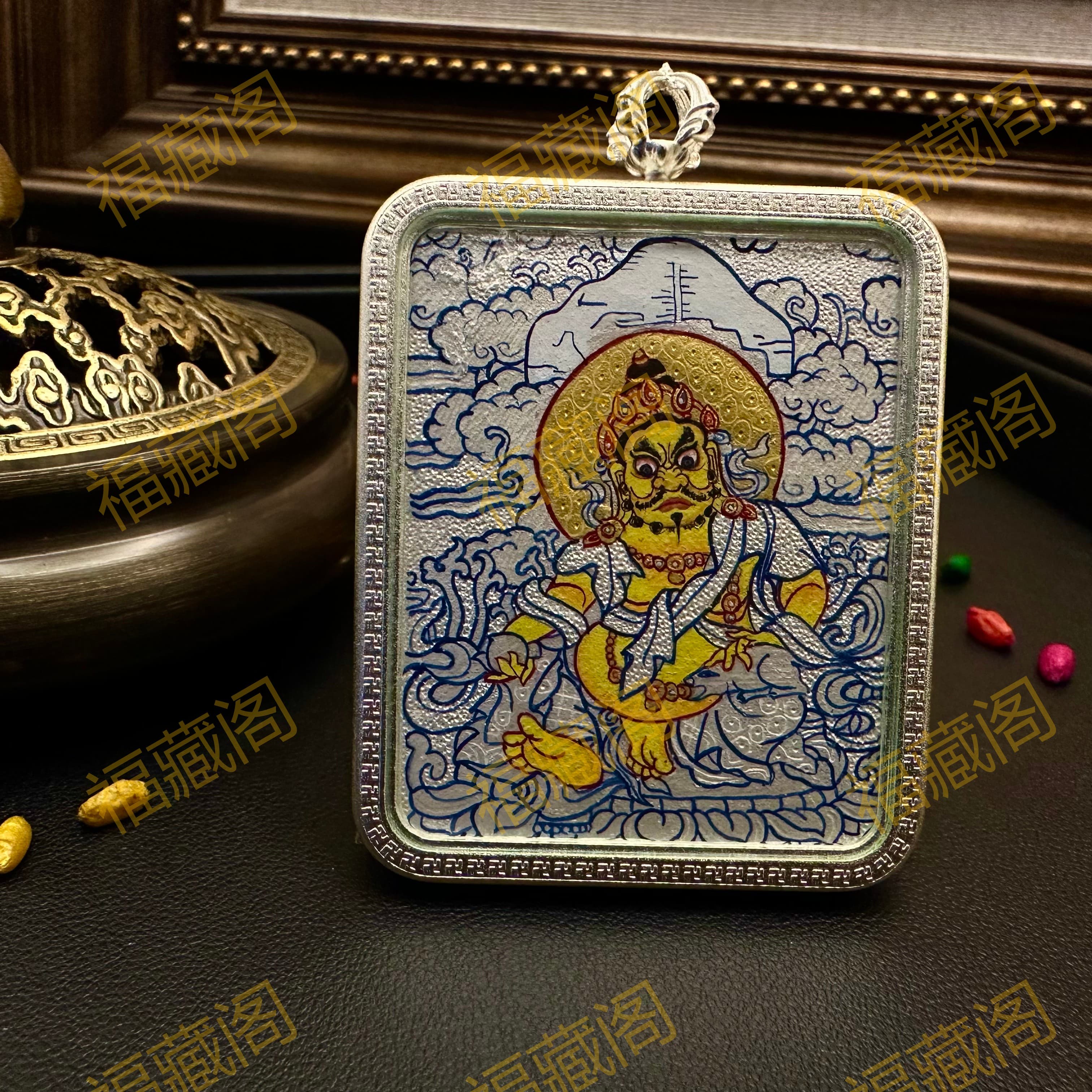 黃財神 銀唐畫風全身造像 40mmX50mm