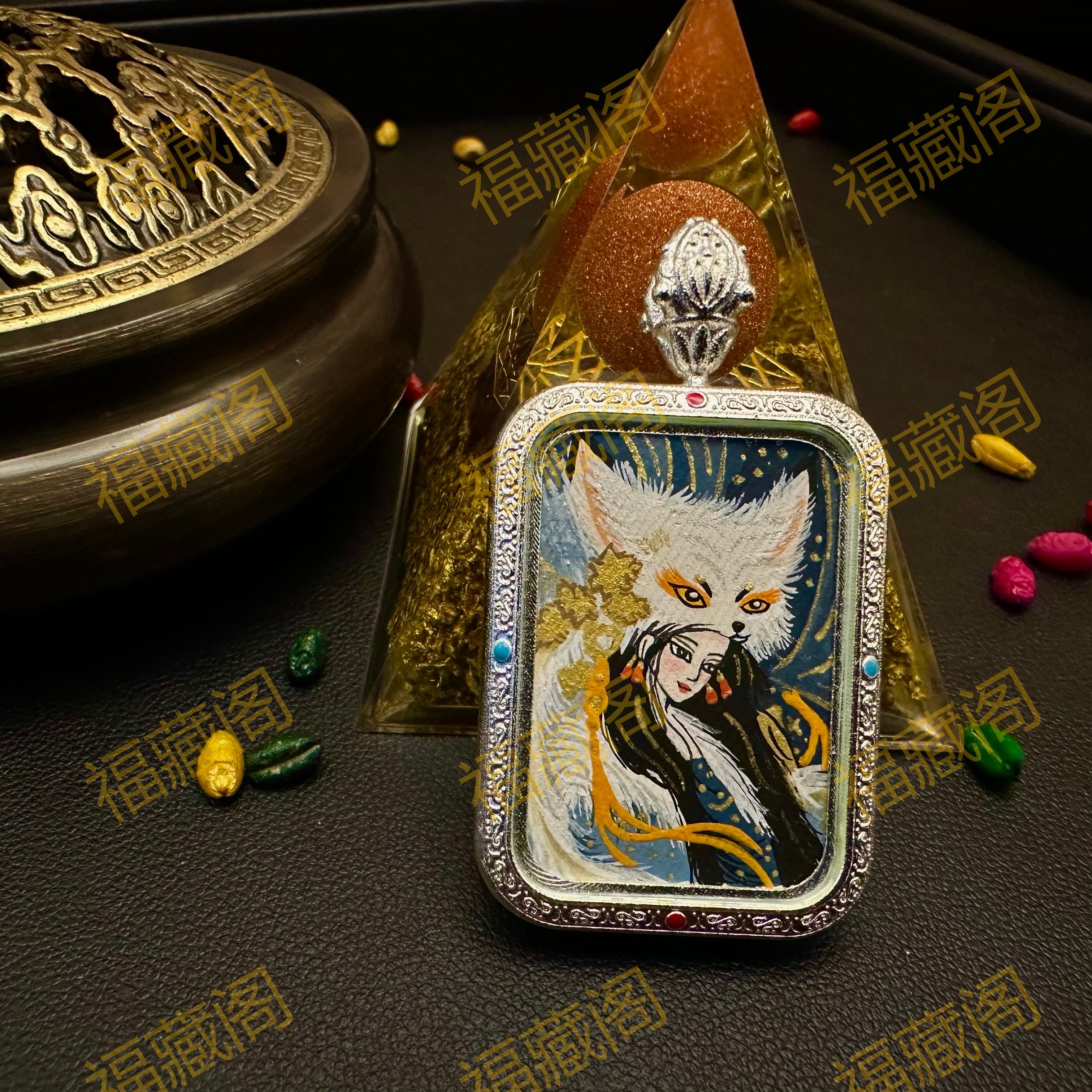 九尾狐仙 半身造像 20mmX30mm